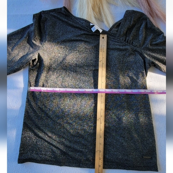 NINE WEST NWT Metallic Gray Long Sleeve Top Size XL (2) - Picture 3 of 11